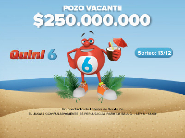  EL POZO DEL QUINI 6 SIGUE CRECIENDO Y ÉSTA NOCHE QUEDÓ EN $250 MILLONES